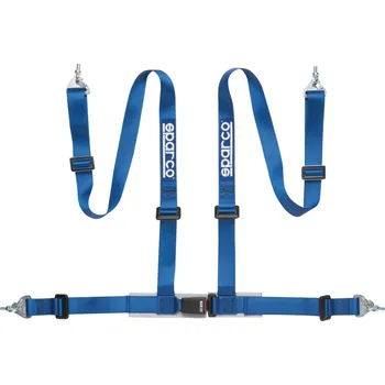 Tuning Čtyřbodový bezpečnostní pás Sparco s homologací ECE, s uchycením na sponu, barva: modrá