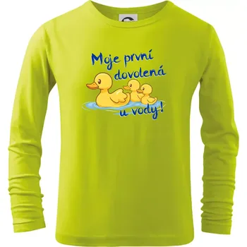 Dětská móda Moje první dovolená u vody - sourozenci - Triko dětské Long Sleeve - 122 cm/6 let ( Limetková )