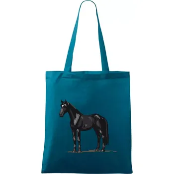 Černý kůň pixel - Taška bavlněná - 42 x 38 cm ( Petrolejová )