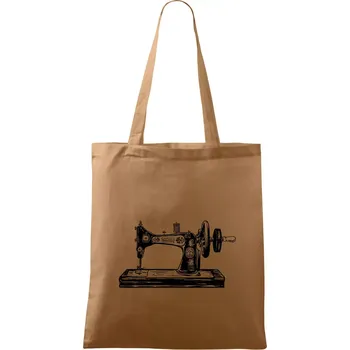 Nákupní taška Šicí stroj - starý kreslený - Taška bavlněná - 42 x 38 cm ( Cappuccino )