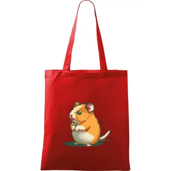 Nákupní taška Křeček pixel - Taška bavlněná - 42 x 38 cm ( Červená )