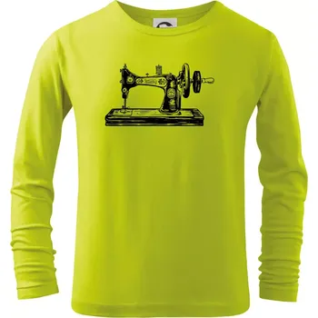 Chlapecké oblečení Šicí stroj - starý kreslený - Triko dětské Long Sleeve - 146 cm/10 let ( Limetková )