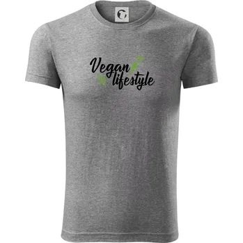 Pánské tričko Vegan lifestyle - Viper FIT - Pánské zůžené tričko - L ( Tmavě šedý melír )