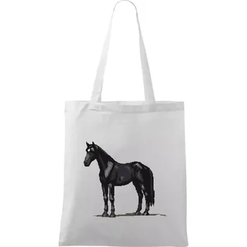 Černý kůň pixel - Taška bavlněná - 42 x 38 cm ( Bílá )