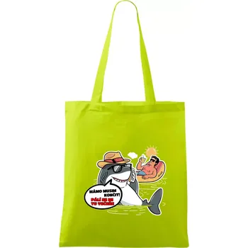 Nákupní taška Žralok musím končit - Taška bavlněná - 42 x 38 cm ( Limetková )