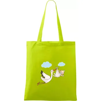 Čáp čekáme miminko - neutrální - Taška bavlněná - 42 x 38 cm ( Limetková )