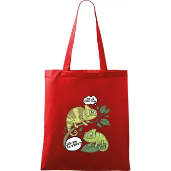 Nákupní taška Chameleoni jak sis to užila - Taška bavlněná - 42 x 38 cm ( Červená )