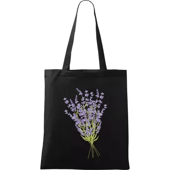 Nákupní taška Levandule kreslená - Taška bavlněná - 42 x 38 cm ( Černá )