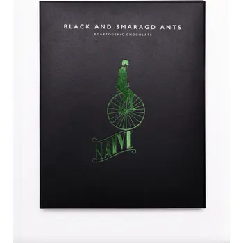 Čokoláda Naive Black and Smaragd Ants (fialová bioaktivní čokoláda s mravenci), 50 g