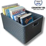 Rotho Plastový košík COUNTRY, rovný, antracit (18l - 37x28x19) 191805910