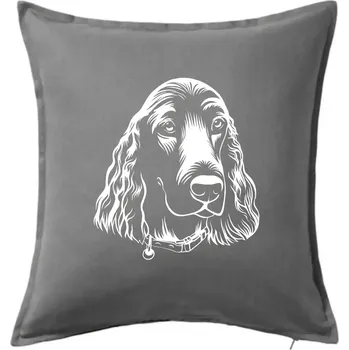 Polštář Kokršpaněl - hlava kreslená - Polštář 50x50 - 50x50 - Pouze potah ( Tmavě šedý melír )