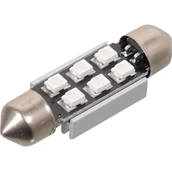 Autožárovka LED žárovka 6 SMD LED 12V suf. SV8.5 38mm s rezistorem CAN-BUS modrá