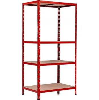 Prodejní regál SUPER EKO HIT - Policový regál Trestles RNDU-KUI 1800x900x600, nosnost 700 kg, 4 police, červený