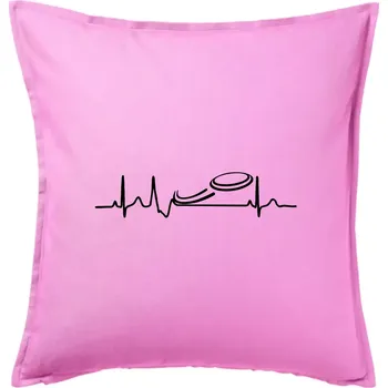 Polštář EKG frisbee discgolf talíř - Polštář 50x50 - 50x50 - Včetně výplně ( Růžová )