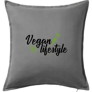Polštář Vegan lifestyle - Polštář 50x50 - 50x50 - Včetně výplně ( Tmavě šedý melír )