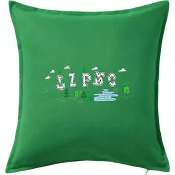 Polštář Jezero Lipno - Polštář 50x50 - 50x50 - Včetně výplně ( Středně zelená )