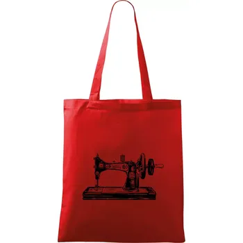 Nákupní taška Šicí stroj - starý kreslený - Taška bavlněná - 42 x 38 cm ( Červená )