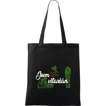 Nákupní taška Jsem vitarián - nápis - Taška bavlněná - 42 x 38 cm ( Černá )