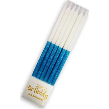 Jedlá dekorace na dort Dortová svíčka se stojánkem bílo-tyrkysová