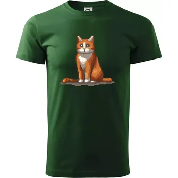 Pánské tričko Kočka rezavá - Triko extra velké (5-8XL) - 7XL ( Lahvově zelená )
