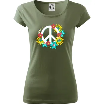 Dámské tričko Peace symbol abstraktní - Dámské triko Pure - S ( Khaki )
