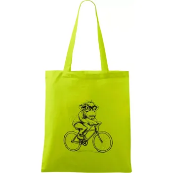 Opice s brýlemi na kole - Taška bavlněná - 42 x 38 cm ( Limetková )