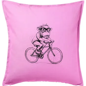Polštář Opice s brýlemi na kole - Polštář 50x50 - 50x50 - Pouze potah ( Růžová )