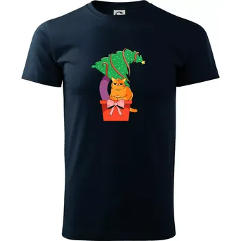 Kočka a stromeček - Triko extra velké (5-8XL) - 7XL ( Námořní modrá (velmi tmavá - téměř černá) )
