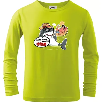 Chlapecké oblečení Žralok musím končit - Triko dětské Long Sleeve - 104-110cm / 3-4 roky ( Limetková )