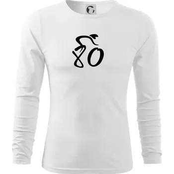 Pánské tričko Cyklista slaví osmdesátiny (80) - Triko s dlouhým rukávem FIT-T long sleeve - S ( Bílá )