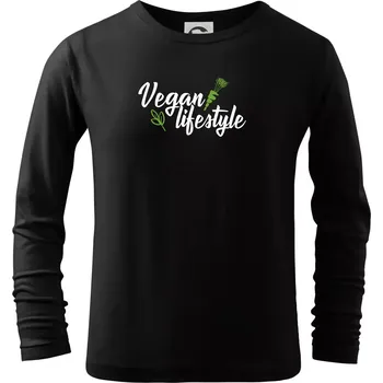 Chlapecké tričko Vegan lifestyle - Triko dětské Long Sleeve - 122 cm/6 let ( Černá )