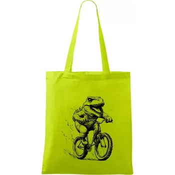 Naštvaný Dinosaurus na kole - Taška bavlněná - 42 x 38 cm ( Limetková )