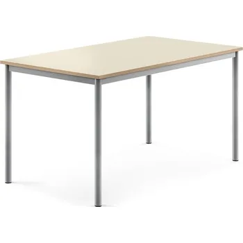 Jídelní stůl Stůl BORÅS, 1400x800x720 mm, stříbrné nohy, HPL deska, bříza