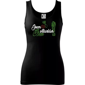 Dámské tričko Jsem vitarián - nápis - Dámské tílko - S ( Černá )