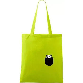 Panda v kapse - Taška bavlněná - 42 x 38 cm ( Limetková )