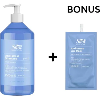 Šampon AKCE: Shot AntiStress Shampoo - šampon proti krepatění a pro namáhané vlasy, 1000 ml + šampon/maska 25 ml nebo Liss Mask, 50 ml
