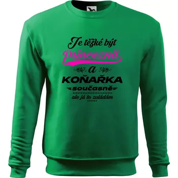 Chlapecké tričko Je těžké být princezna - koňařka - Mikina Essential dětská - 146 cm/10 let ( Středně zelená )