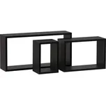 Nástěnná polička Autronic Nástěnná polička, sada 3 ks, barva černá matná (P-009 BK)