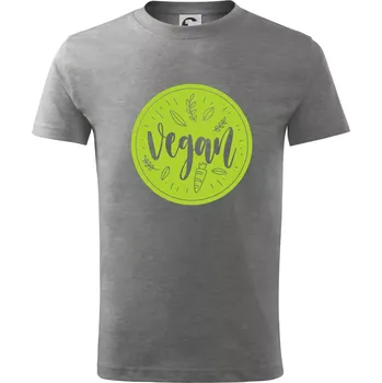 Chlapecké tričko Vegan zelenina v kruhu - Tričko dětské bavlněné - 146 cm/10 let ( Tmavě šedý melír )