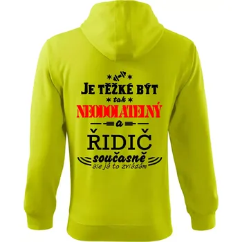 Pánská móda Je těžké být neodolatelný řidič - Mikina s kapucí na zip trendy zipper - L ( Limetková )