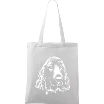 Nákupní taška Kokršpaněl - hlava kreslená - Taška bavlněná - 42 x 38 cm ( Bílá )