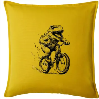 Polštář Naštvaný Dinosaurus na kole - Polštář 50x50 - 50x50 - Pouze potah ( Žlutá )