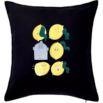 Polštář Citroni kreslení (studio-arte.cz) - Polštář 50x50 - 50x50 - Pouze potah ( Černá )