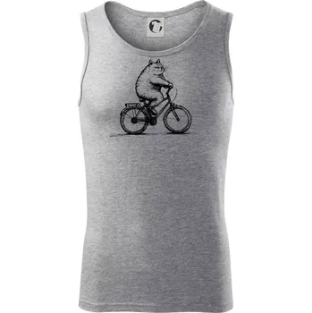 Tlustá kočka na kole - Tílko pánské Core - M ( Tmavě šedý melír )