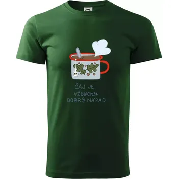 Pánské tričko čaj je vždycky dobrý nápad (studio-arte.cz) - Triko extra velké (5-8XL) - 6XL ( Lahvově zelená )