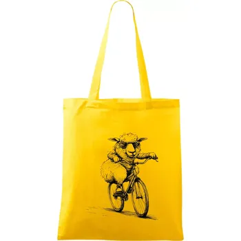 Ovce s brýlemi na kole - Taška bavlněná - 42 x 38 cm ( Žlutá )