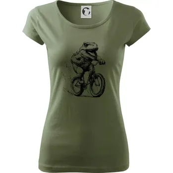 Dámské tričko Naštvaný Dinosaurus na kole - Dámské triko Pure - XS ( Khaki )