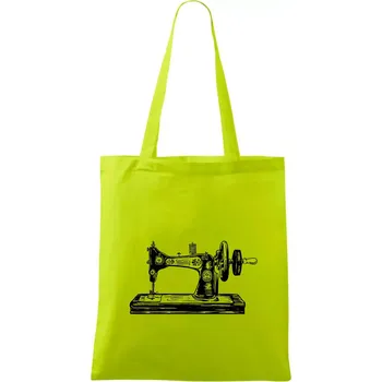 Šicí stroj - starý kreslený - Taška bavlněná - 42 x 38 cm ( Limetková )