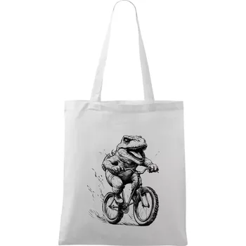 Naštvaný Dinosaurus na kole - Taška bavlněná - 42 x 38 cm ( Bílá )