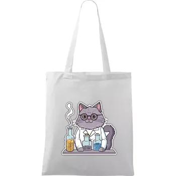 Kočka chemik - Taška bavlněná - 42 x 38 cm ( Bílá )